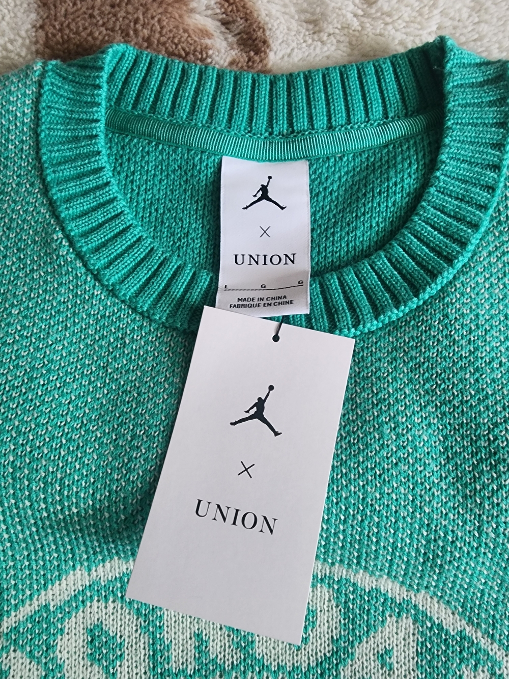 Jordan x Union Teal Green Knit Sweater
